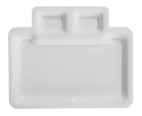9inch Acrylic Rectangular Snack Plate - Acrylic, 9 Inch, White Matte, 3 Compartments, Microwave Safe, Durable, Lightweight, Fine Finished