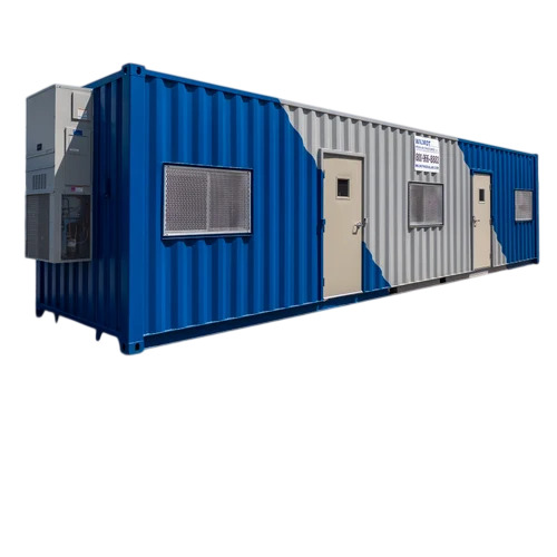Mild Steel Rectangular Portable Office Container - Optimum Grade Modular Color Coated | Mild Steel & Glass Doors Inward/Outward Opening