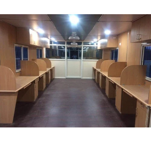 Portable Office Cabin With Pantry - Steel Container, 20x10 ft, Brown | MS Floor, Steel Door & Windows, Furnished, AC Provision