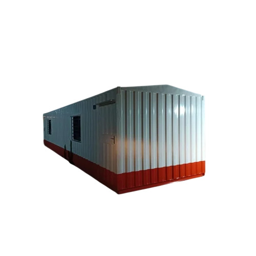 Prefabricated Portable Cabin - MS Container 20x12x8 ft, White & Red | Insulated Roof, Steel Door & Window