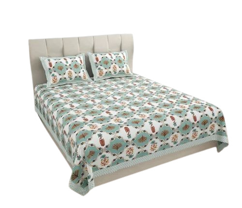210 Gsm Printed Bed Sheet - Glace Cotton, Double Size, Multi Color | Lightweight, Wrinkle Resistant, Shrink Resistant, Breathable