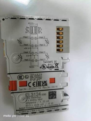 Beckhoff EL3124 0090 EtherCAT Terminal 4 Channel Analog Input 4 to 20 mA TwinSAFE SC