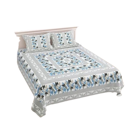 Double Size Printed Bedsheet - Color: Pink And Grey