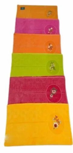 Embroidery Velvet Cotton Bath Towel - 30x60 Inch, Multicolor, 500gm | Soft, Quick Dry, Water Absorbent