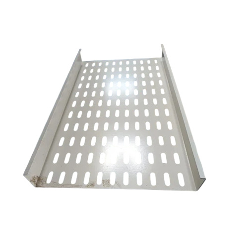 Gi Cable Tray - Galvanized Iron 2500x300 Mm Silver Chrome, Perforated U Height 100 Mm, 18 SWG Rung Spacing 250 Mm