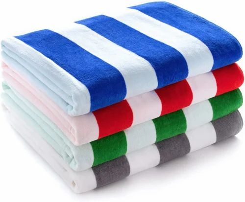 Striped Cotton Towel - 340 GSM, 50x90 cm, Multicolor | Soft Finish, Quick Dry, High Absorbent