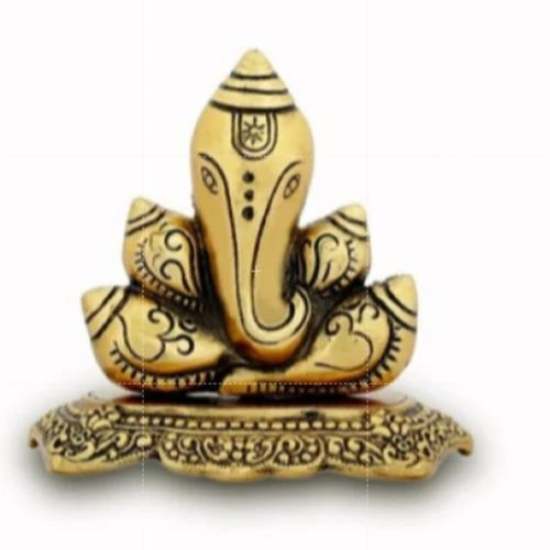 03 Metal Gold Plated Shankh Ganesha For Decoration
