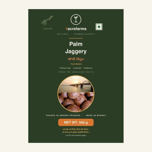 1Acrefarms Palm Jaggery 540G Pouch - Origin: Godavari Delta