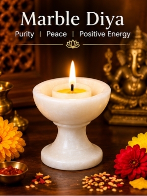 White Marble Diya
