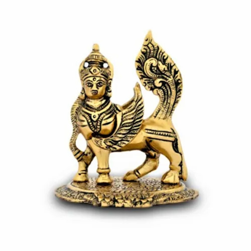 14 X 12 X 11 Metal Gold Plated Kamdhenu Cow For Gifting
