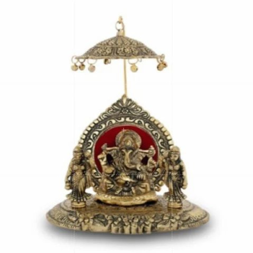 560 Gms Gold Plated Ganesh With Riddhi Siddhi