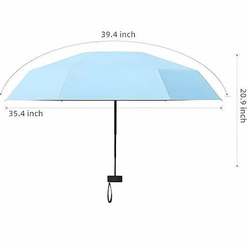 Blue Plain Folding Umbrella
