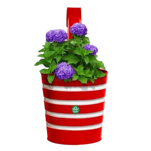 Red Round Railing Planter