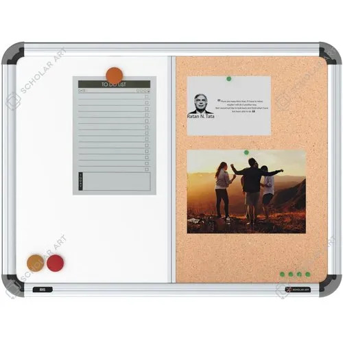 Scholar Art Iris Premium Heavy-Duty 2-In-1 Combination Board (Whiteboard + Cork Pin-Up Board)