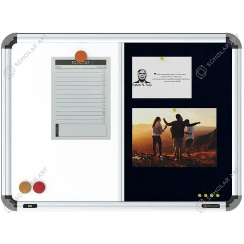 Scholar Art Iris Premium Heavy-Duty 2-In-1 Combination Board (Whiteboard + Fabric Pin-Up Board)