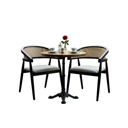 Iron Base Wooden Top Restaurant Table