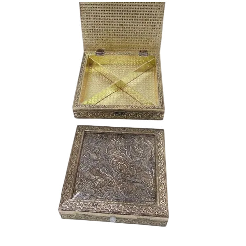 Silver Designer Mukhwas Wood Box For Gifting Purpose