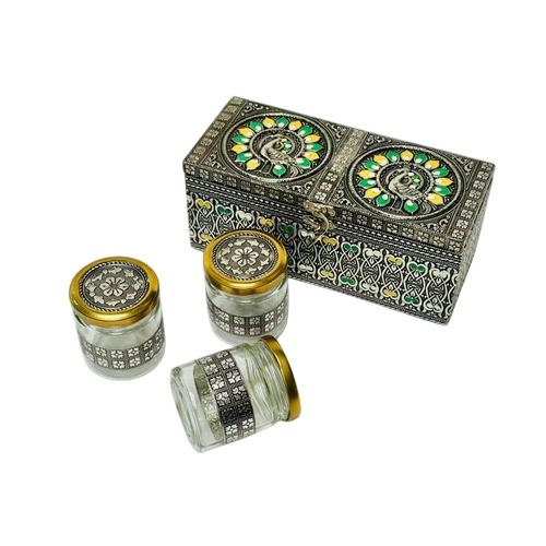 Wooden Dry Fruit Box With 3 Jar For Gift