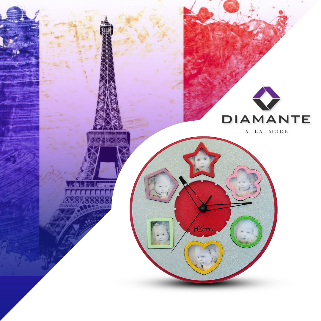 DIAMANTE A LA MODE Blocks Stylish Metal Premium Wall Clock