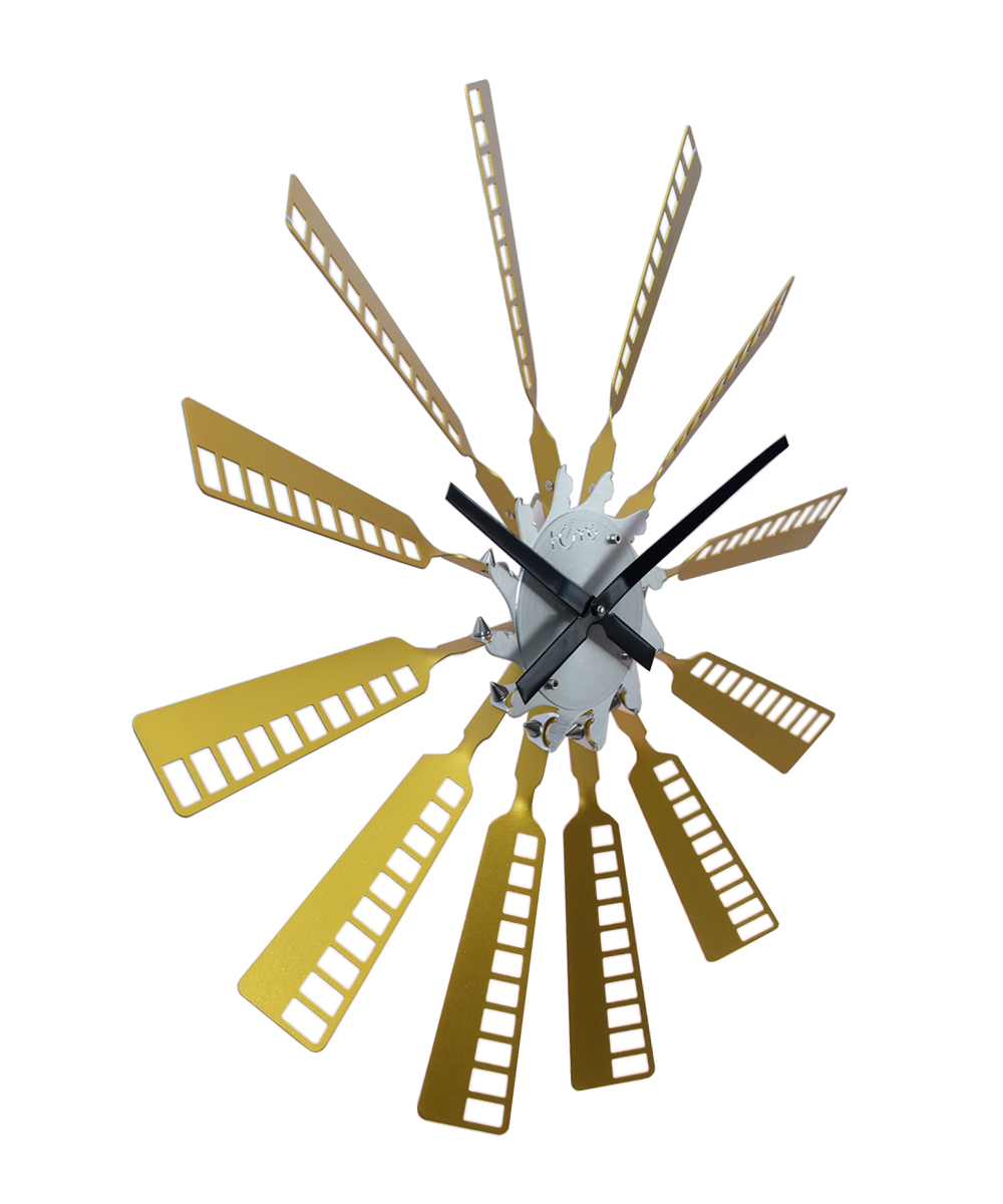 Wind Mill Gold Designer and Latest Stylish Metal Premium Wall Clock