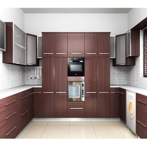 Brown Wooden Modular Kitchen