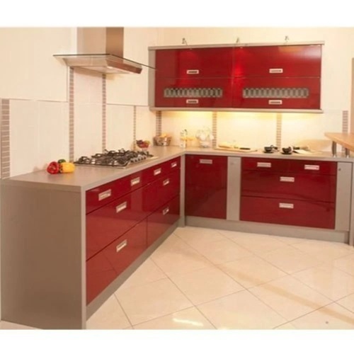 Gloss Residential L Shape Modular Kitchen