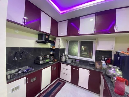 U Shape Wooden Modular Kitchen