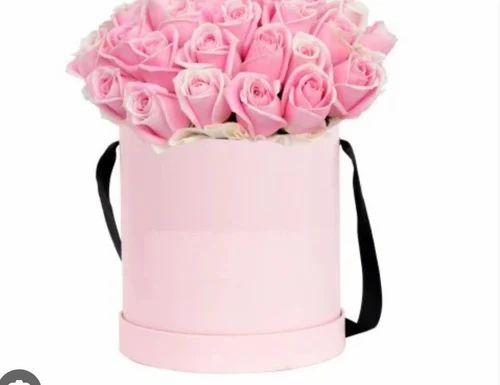 Acrylic Pink Round Flower Box