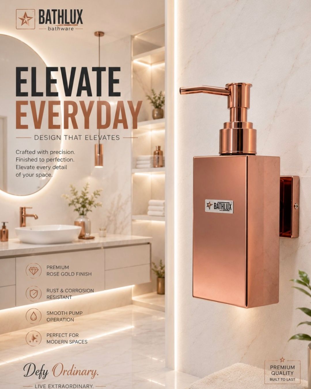 Hand Wash Bottle Bathlix Rose Gold Pvd - Color: Multiple