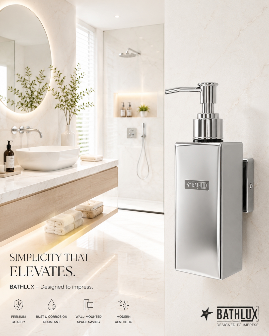Hand Wash Dispenser Ss Cp Bathlux