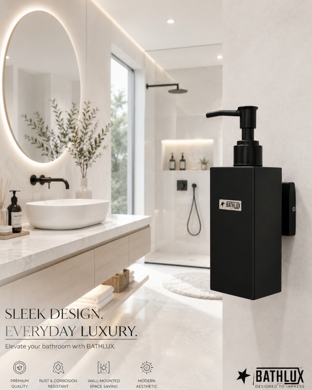 Liquid Soap Dispenser Ss Black Bathlux