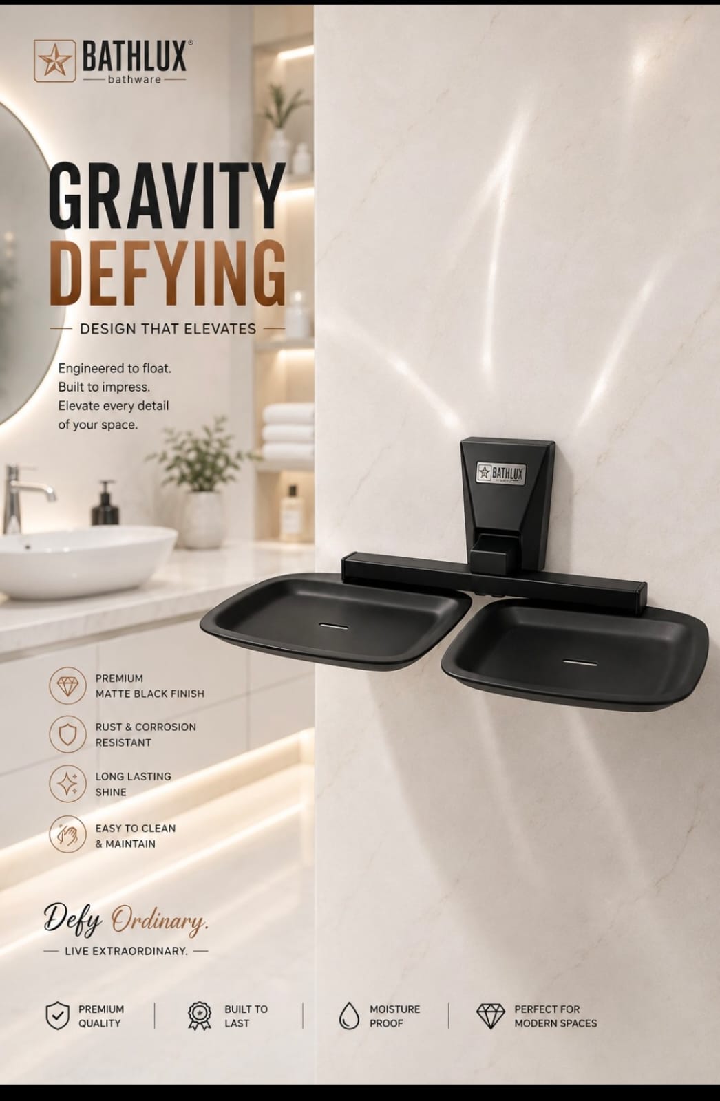 Soap Dish Double Black Bathlux