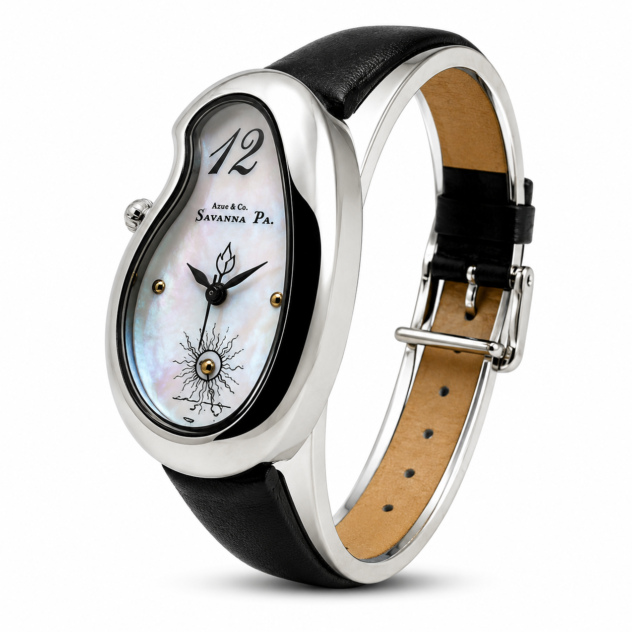 Salvador Dali Semi Sapphire Crystal All Stainless Steel One Point Diamond Wrist Watch For Women
