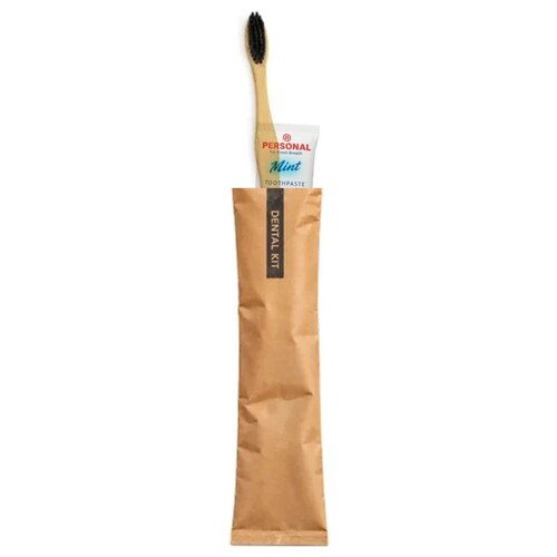 Dental Kit For Hotels Bamboo Brush Wheat Starch Brush And Toothpaste