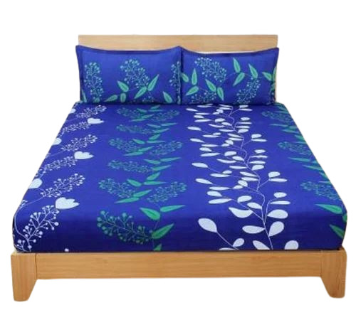 Cotton Printed Blue Double Bed Sheet