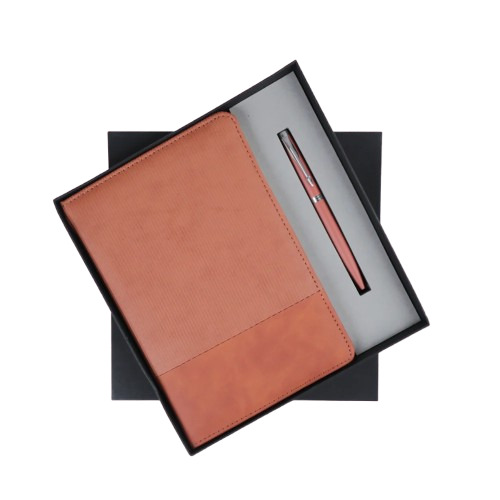 Customized Brown Diary Pen Corporate Gift Set