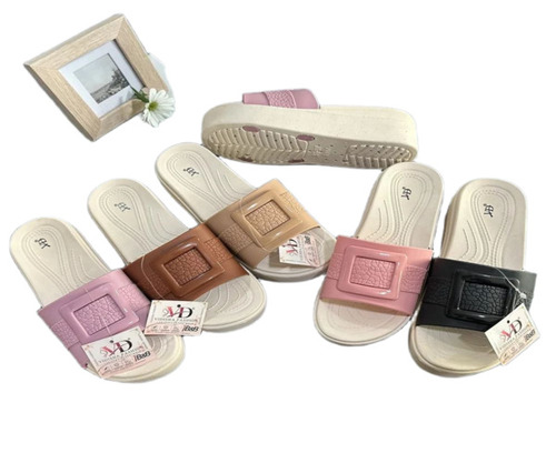 Ladies Square Buckle Slide Sandals