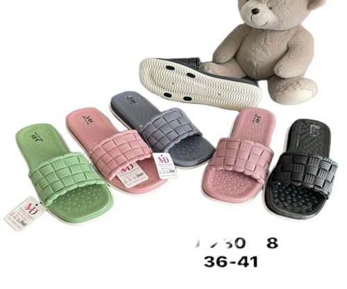 Ladies Woven Strap Flat Slide Sandals