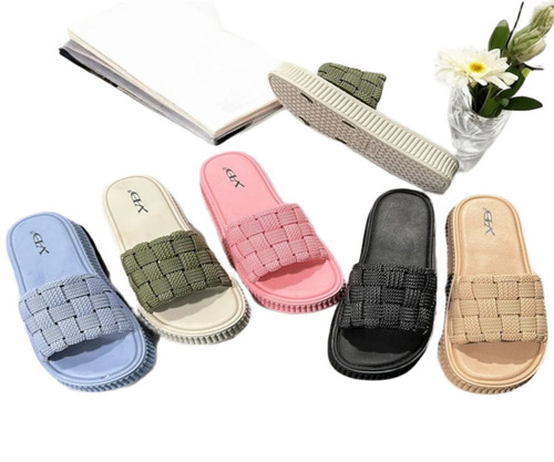 Ladies Woven Strap Slide Sandals
