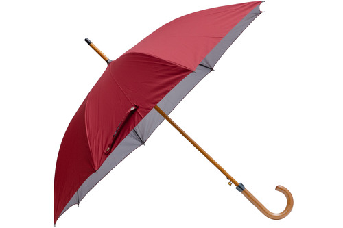 Gents Maroon Wood Finish Handle J Handle Umbrella