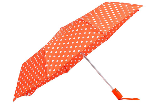 Ladies Janet Orange 3 Fold Polka Dot Umbrella
