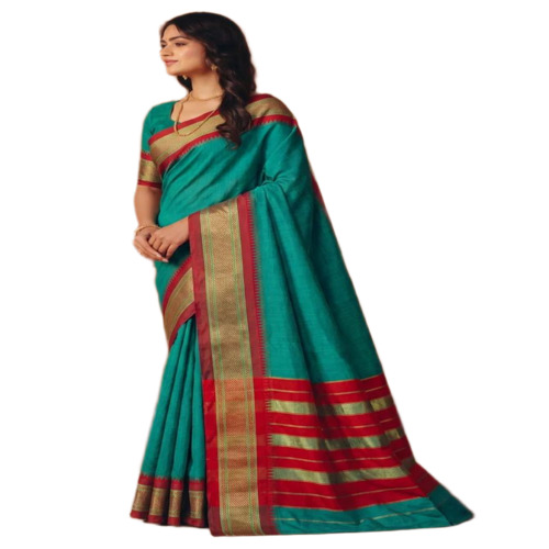Plain Green Cotton Silk Saree