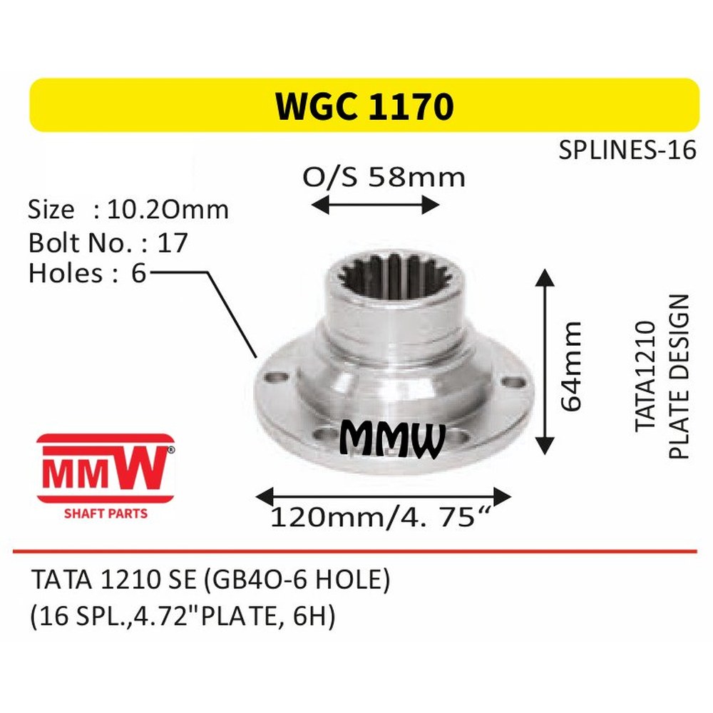 Tata 1210 / 1312 / 1616 Gearbox Coupling Flange - Application: Truck