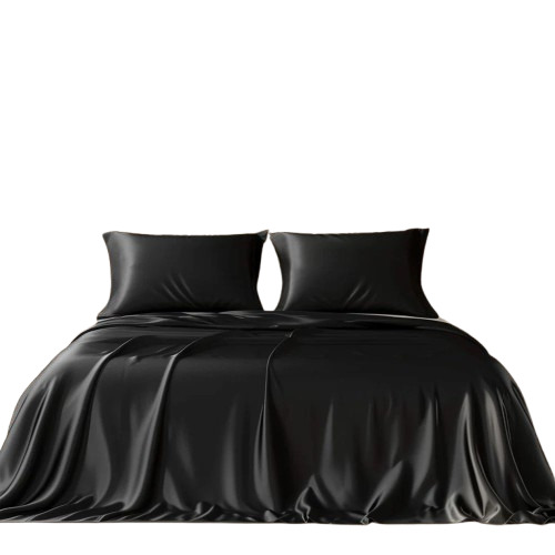 350 Tc Satin Black Bedsheet