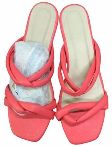 Ladies Pu Sole Peach Flat Sandal