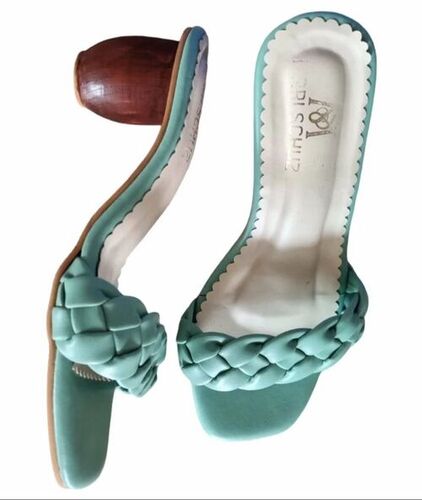 Ladies Wooden Effect Block Heel Sandal