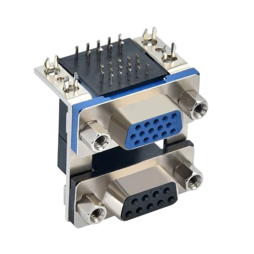 Silver 9 Pin Right Angle D-Sub Connector