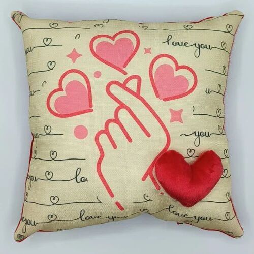 Square Heart Printed Cushion