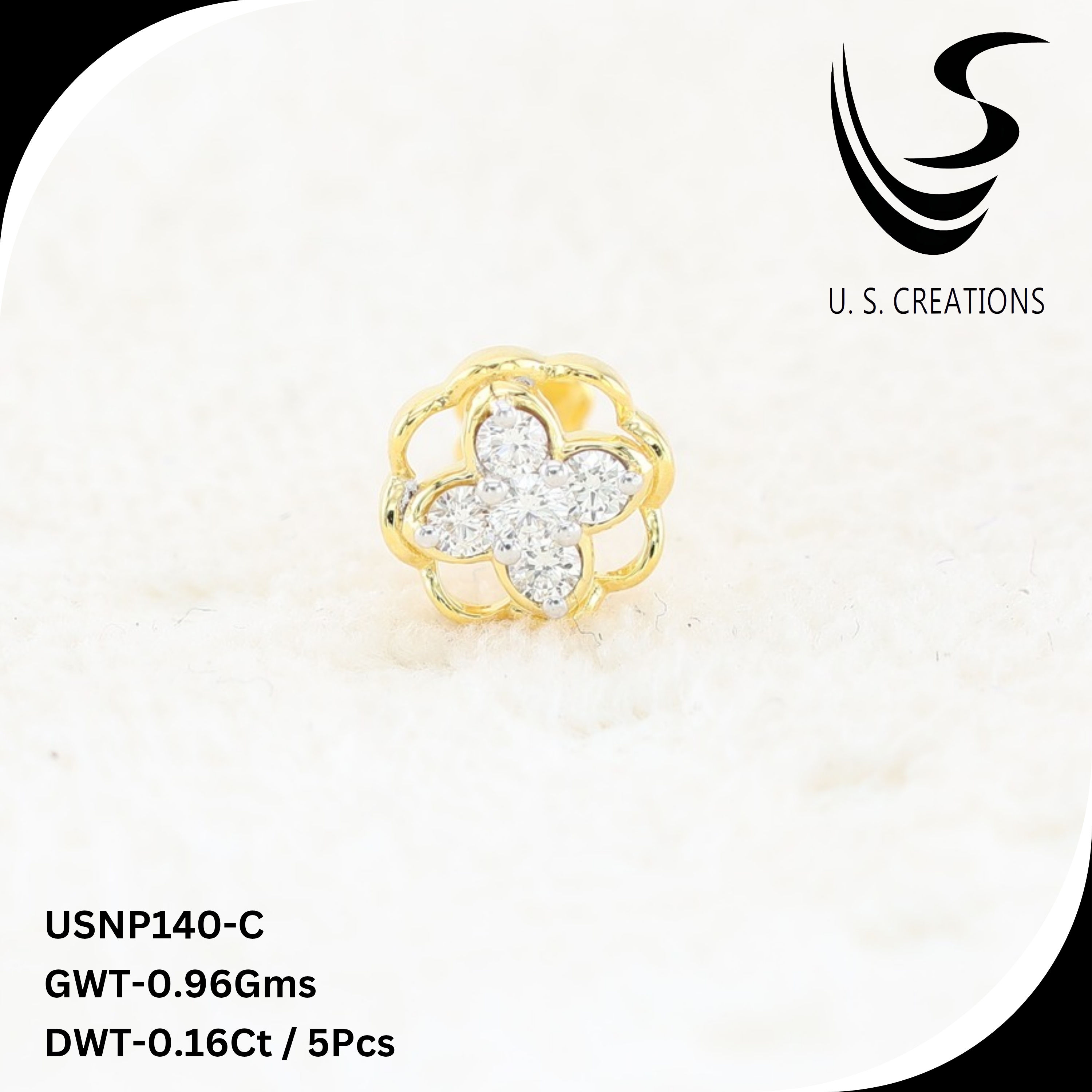 Fancy Nose Pin - Color: E-F-G-H-I-J