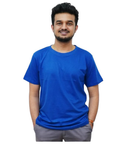 Men Blue Plain T Shirt